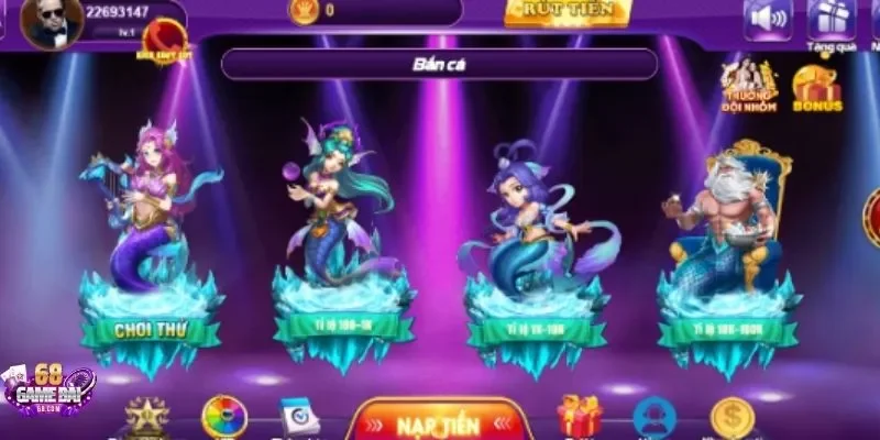 Các phòng cược đa dạng tại Bắn Cá 68gamebai