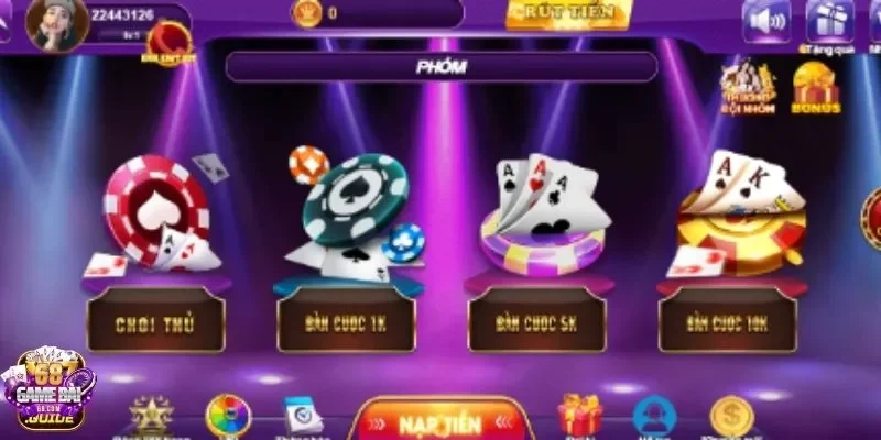Nhanh tay chinh phục Phỏm 68 game bài với mức cược đa dạng