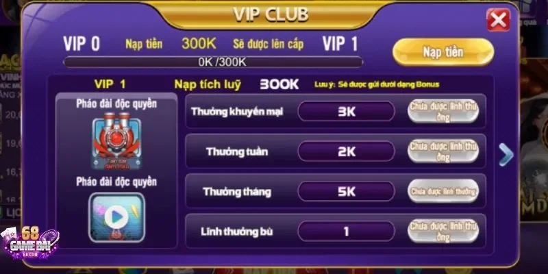 Vô vàn ưu đãi giá trị có tại 68gamebai