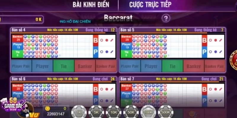 Baccarat tại 68gamebai - cược trực tiếp
