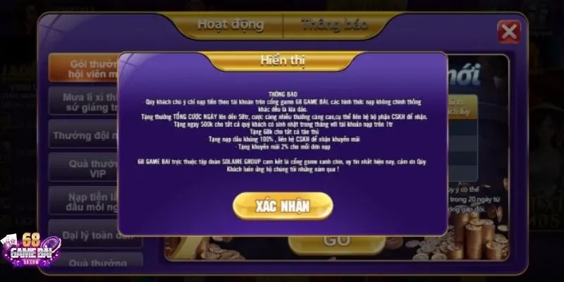 Chú ý khi đăng nhập tại 68 game bài