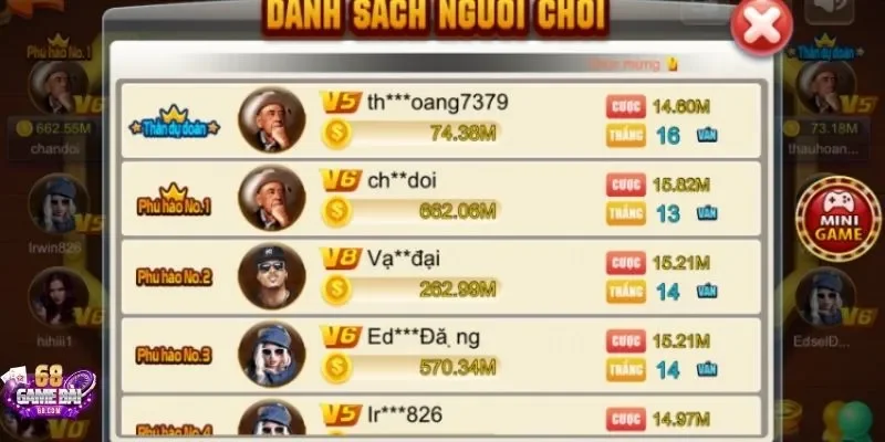 Đông đảo người chơi lựa chọn cược Tài Xỉu 68gamebai