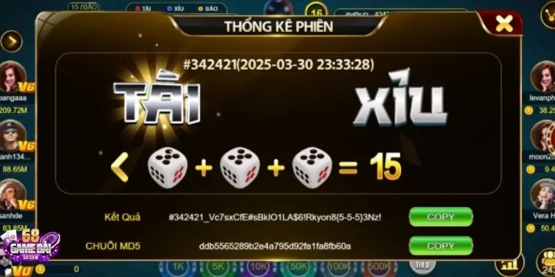 Sicbo tại 68gamebai vô cùng rõ ràng, minh bạch
