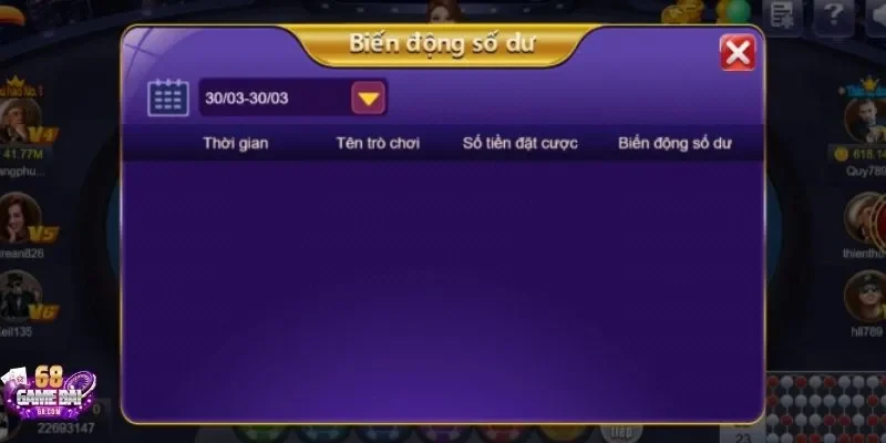 Xem biến động tài khoản cùng Xóc Đĩa 68 game bài
